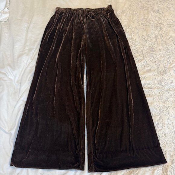 Emma James Pull On Pants Size 18 Classic Fit Brown Velvet Comfort Waist - Picture 1 of 10